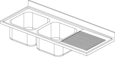 2 tub wash-tub - Right drain board F.lli Perin